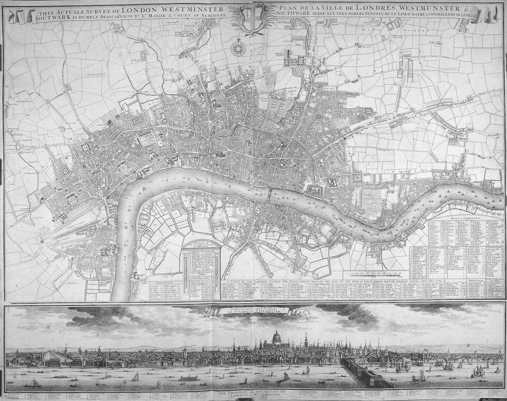 Map of Westminster, the City of London, Southwark, the Thames and surrounding areas by Anonymous