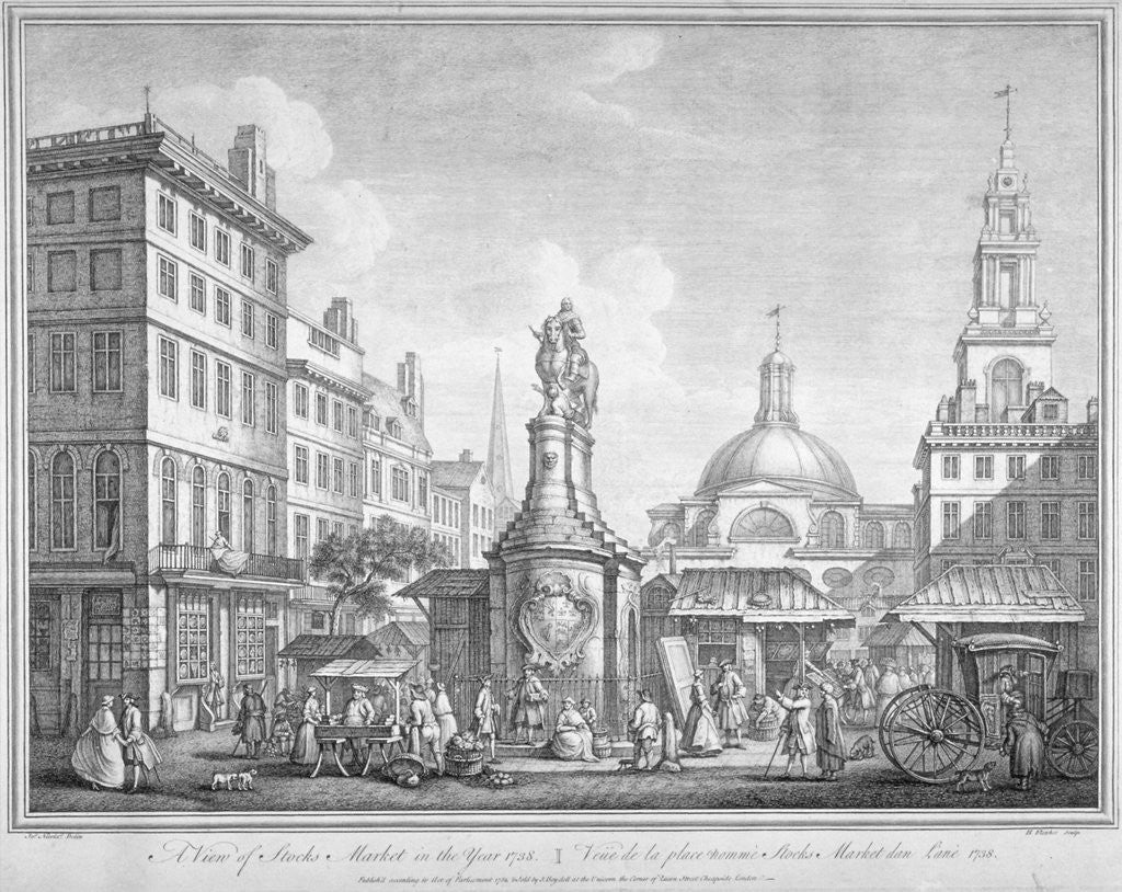 Detail of View of the Stocks Market in Poutry, City of London, in the year 1738 (1752) by Henry Fletcher