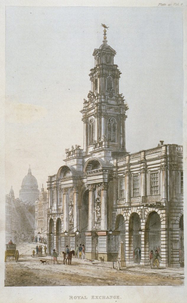 Detail of South-east view of the Royal Exchange's south front, City of London by Thomas Sutherland