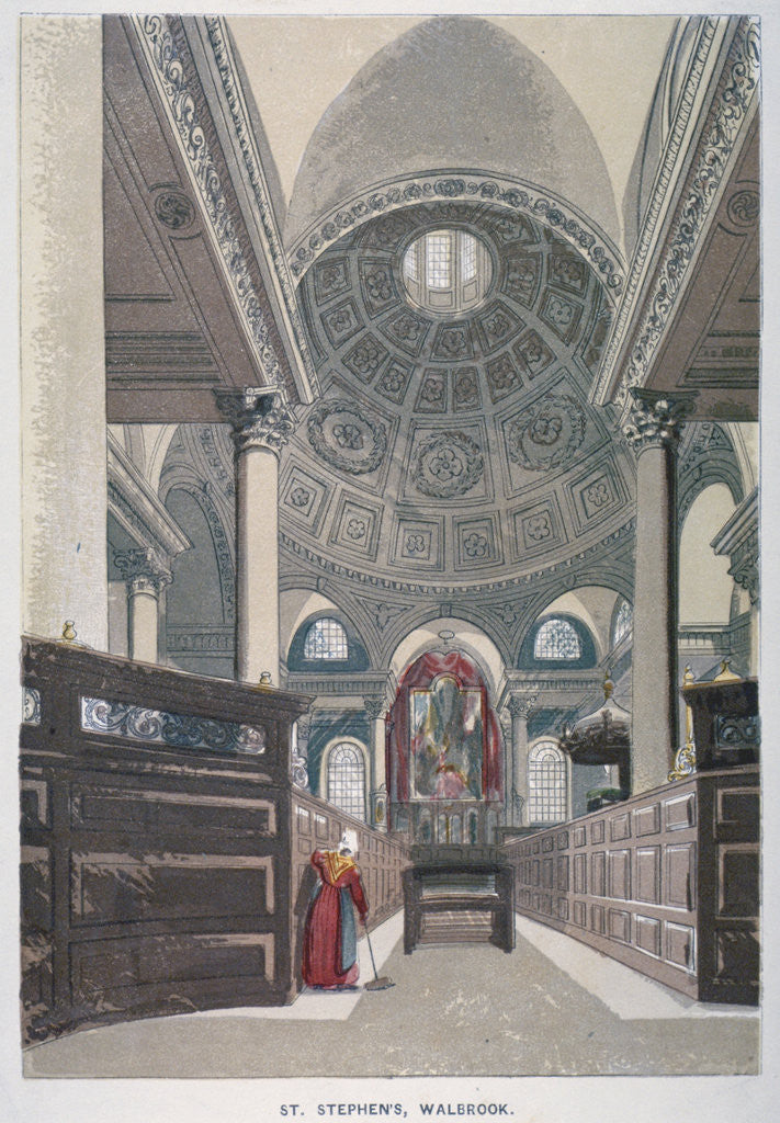 Detail of Interior looking east, Church of St Stephen Walbrook, City of London by Anonymous