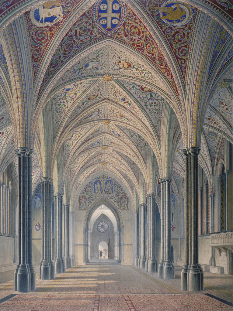 Detail of Interior view looking west, Temple Church, City of London by Anonymous