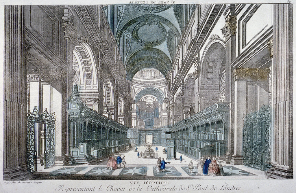 Detail of Interior view of St Paul's Cathedral showing the choir, City of London by Anonymous