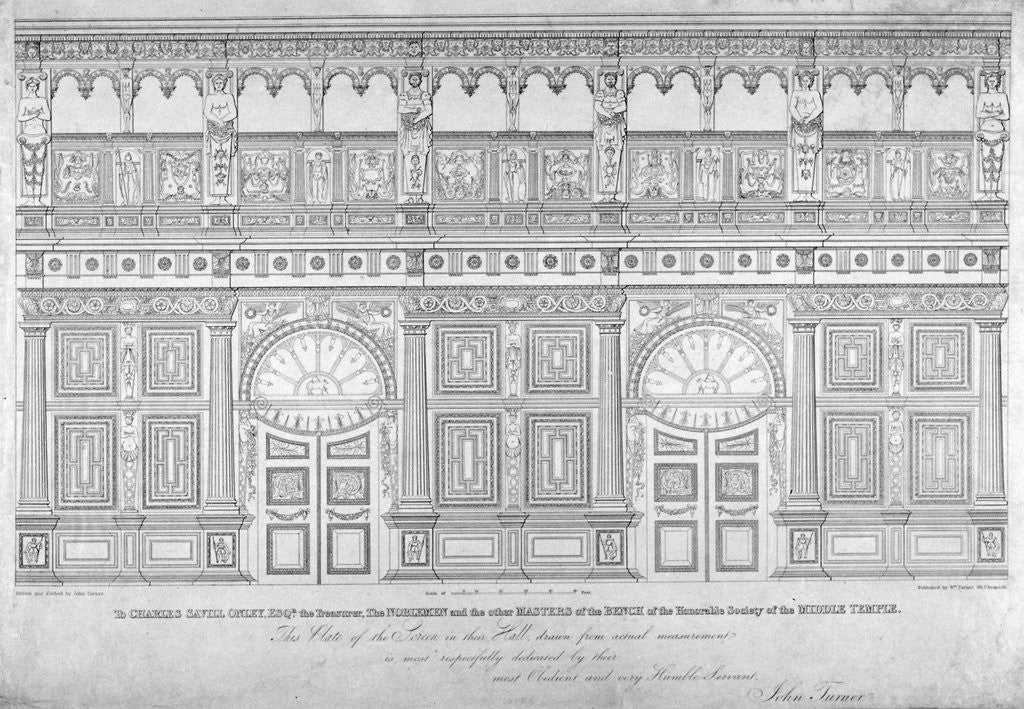 Detail of Elizabethan oak screen, Middle Temple Hall, City of London by John Turner