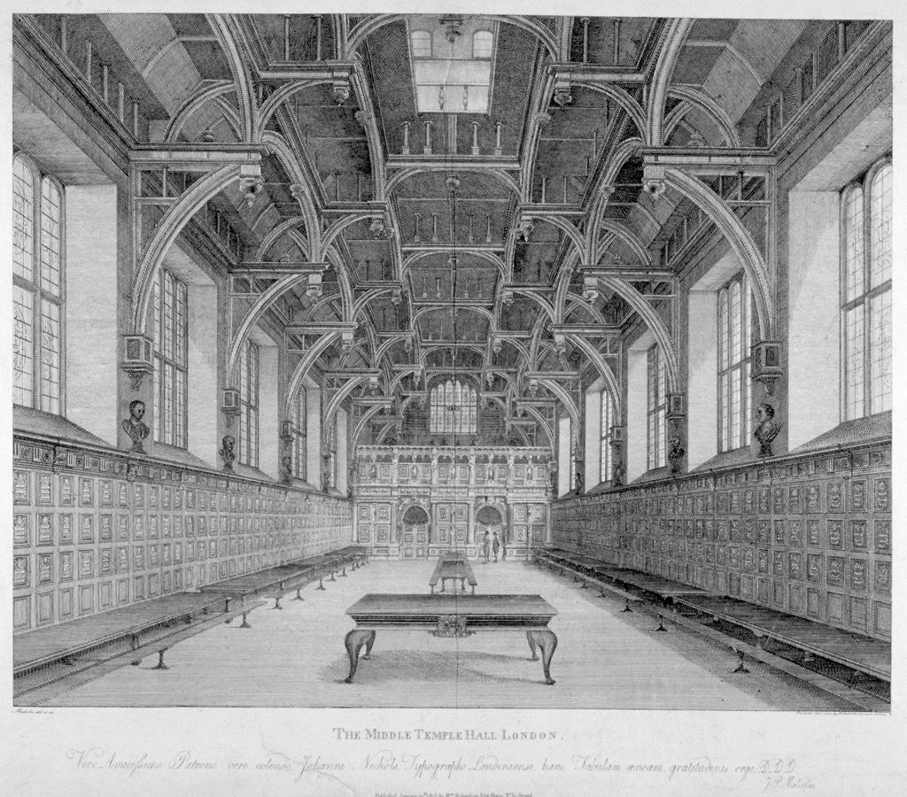 Interior view of Middle Temple Hall, City of London by James Peller Malcolm