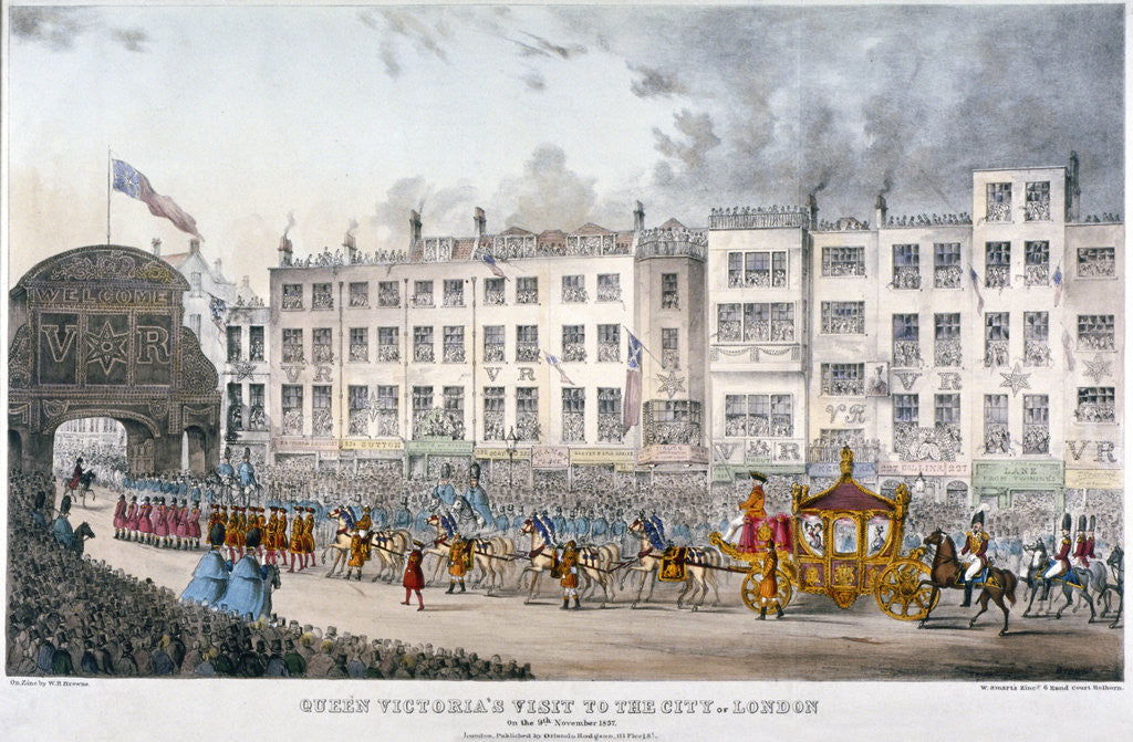 View of Temple Bar during Queen Victoria's visit to the City of London in 1837 by W Smart