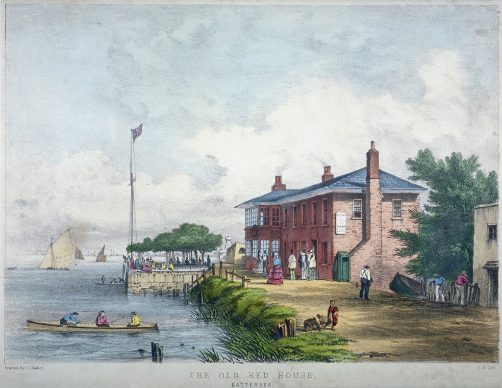 Detail of View of the Red House Inn on the banks of the River Thames, Battersea, London by Anonymous