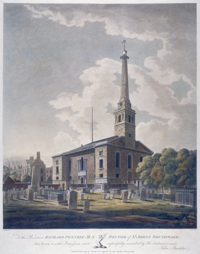 View of the Church of St John Horsleydown, Bermondsey, London by John William Edy