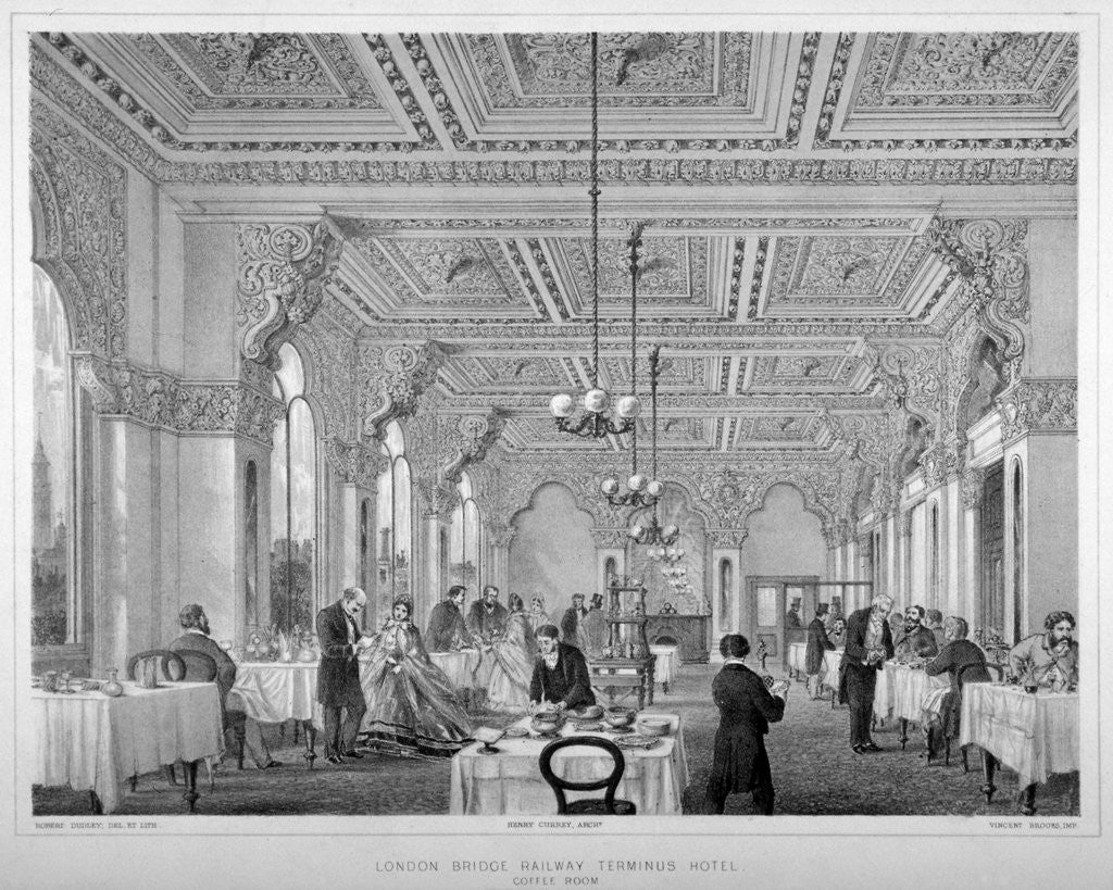 Detail of The coffee room in the London Bridge Railway Terminus Hotel, Bermondsey, London by Vincent Brooks