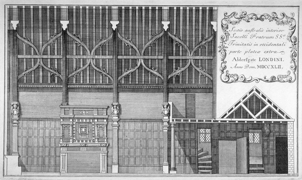 Detail of Interior elevation of Trinity Hall, City of London by Anonymous
