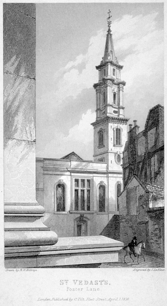 Detail of Church of St Vedast Foster Lane, City of London by John Le Keux