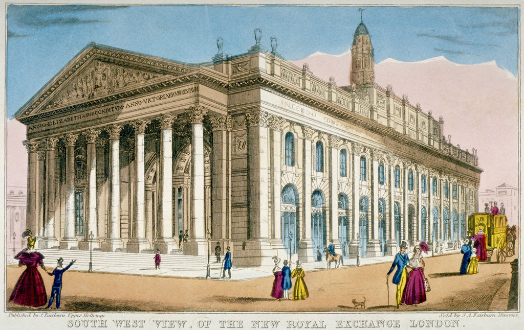 Detail of South-west view of the Royal Exchange, City of London by Anonymous