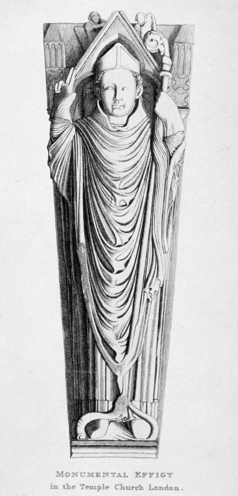 Detail of Effigy of a bishop, Temple Church, City of London by Charles Alfred Stothard