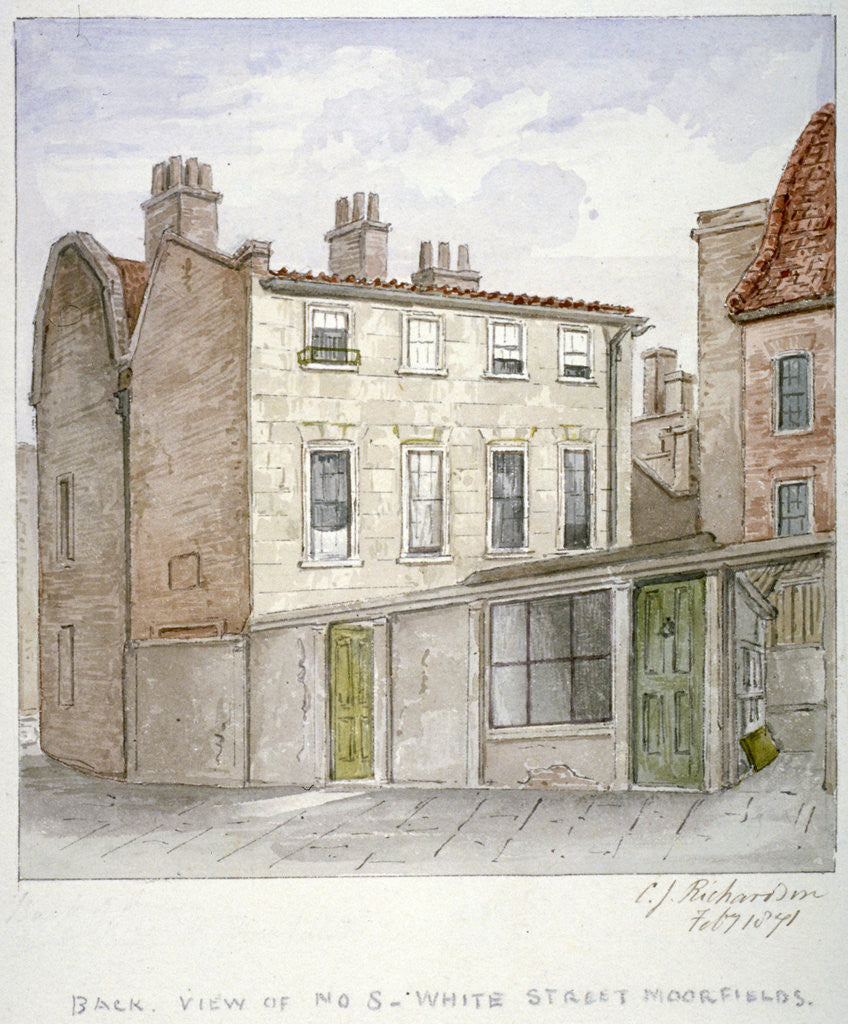 Back view of no 8, White Street, Moorfields, City of London by Charles James Richardson