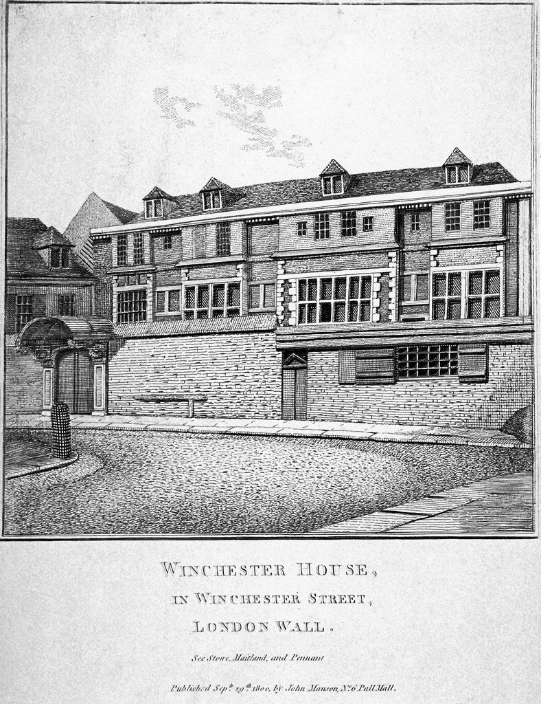 Detail of View of Winchester House in Winchester Place, London by John Thomas Smith