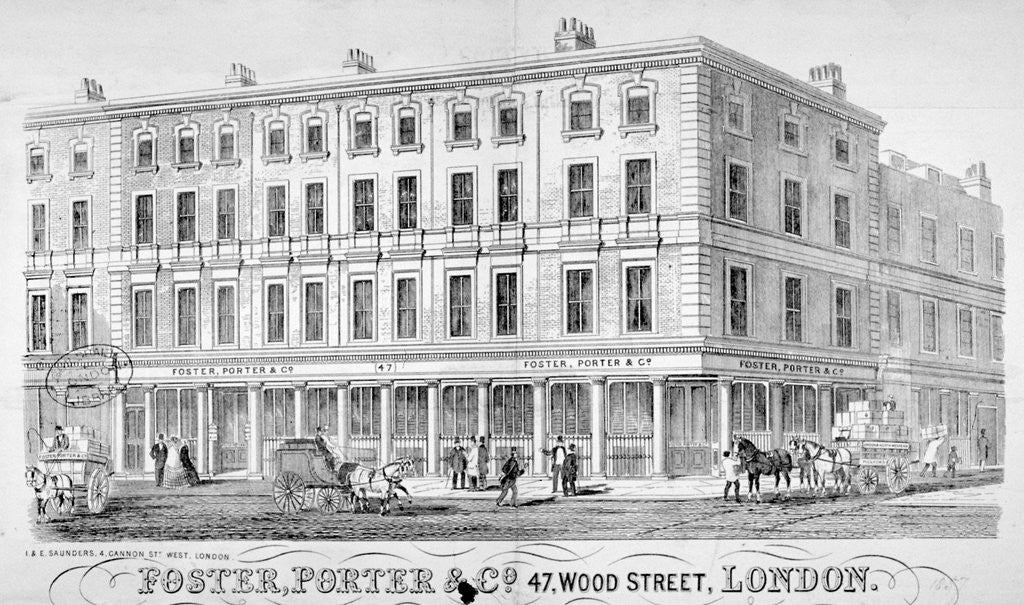 Detail of Premises of Foster, Porter & Co, no 47, Wood Street, City of London by I & E Saunders