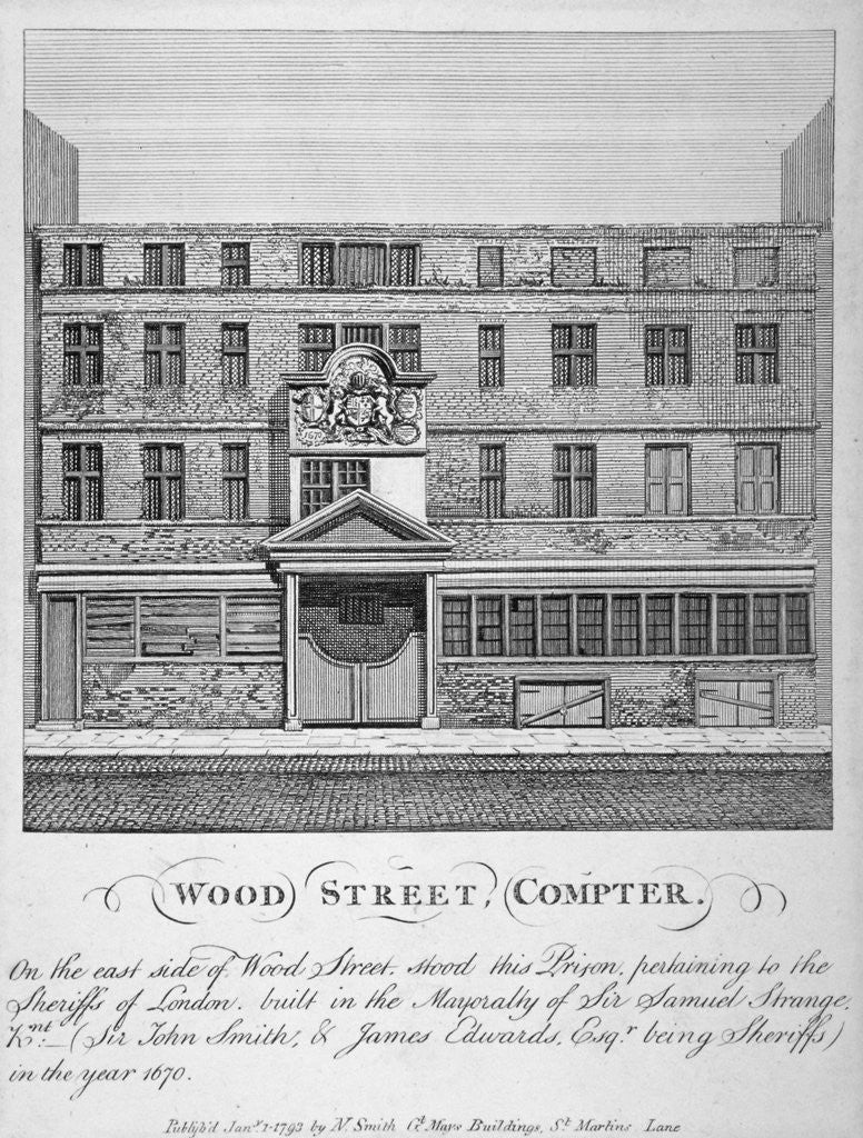 Detail of View of Wood Street Compter, City of London by John Thomas Smith