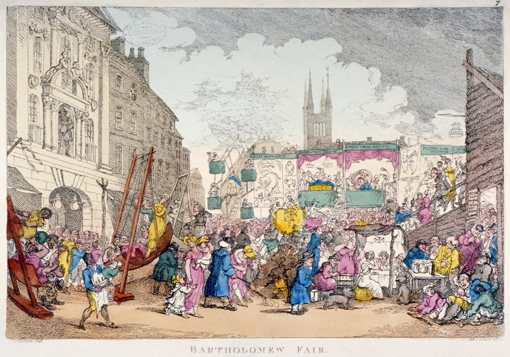 Detail of Bartholomew Fair, West Smithfield, City of London by Thomas Rowlandson