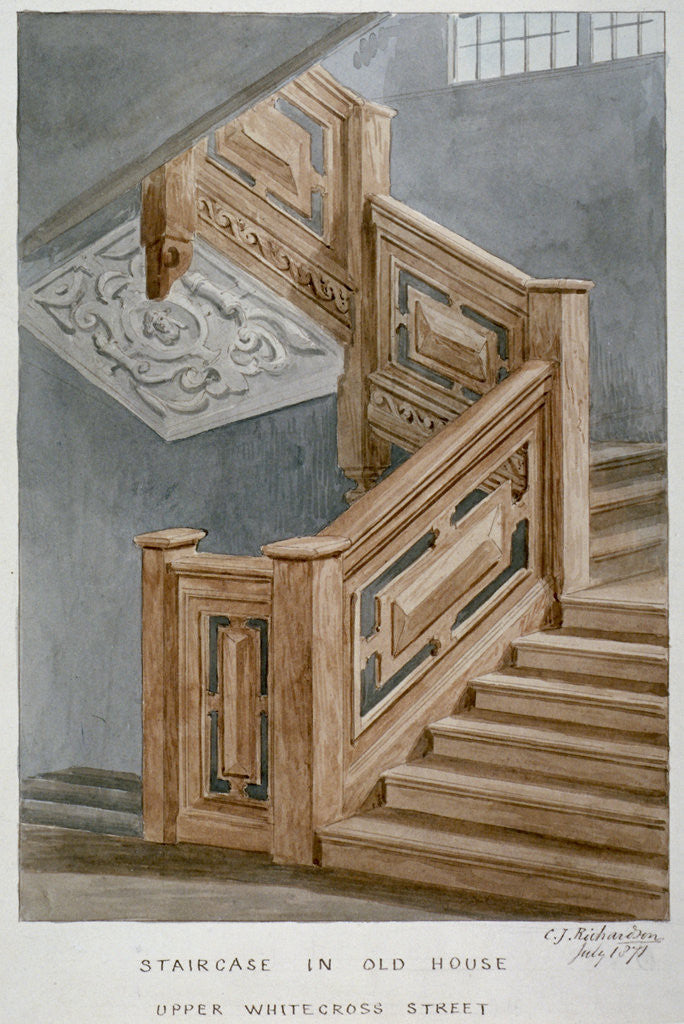 Detail of Staircase in a house on Whitecross Street, London by Charles James Richardson