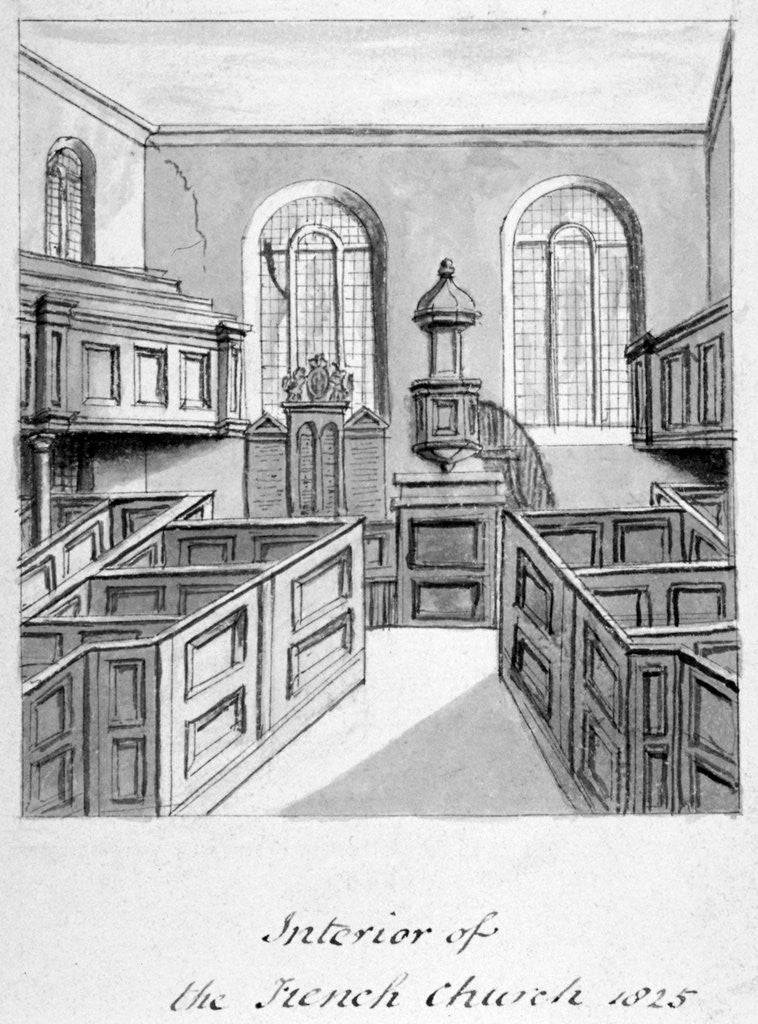 Interior view of the French Protestant Church, Threadneedle Street, City of London by Anonymous