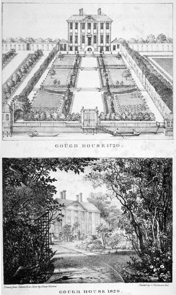 Detail of Two views of Gough House, West Road, Chelsea, London by Charles Joseph Hullmandel