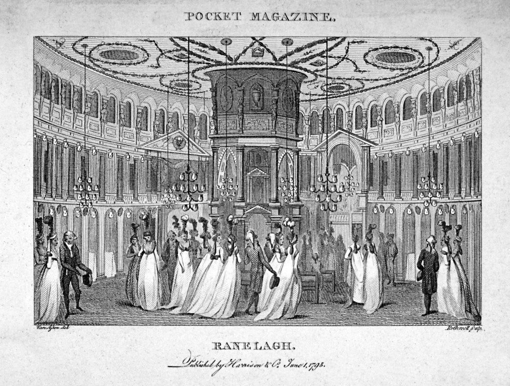 Detail of Interior view of figures in the Rotunda in Ranelagh Gardens, Chelsea, London by Thomas Rothwell