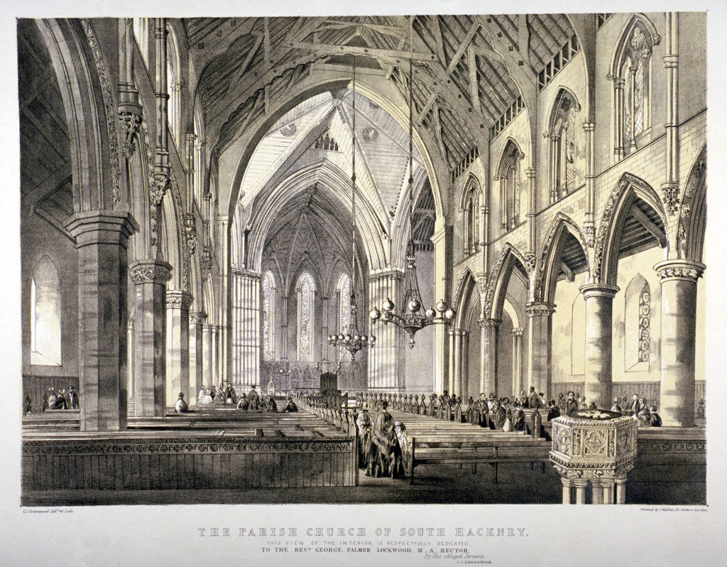 Detail of Interior view of the Church of St John of Jerusalem, Hackney, London by CJ Greenwood