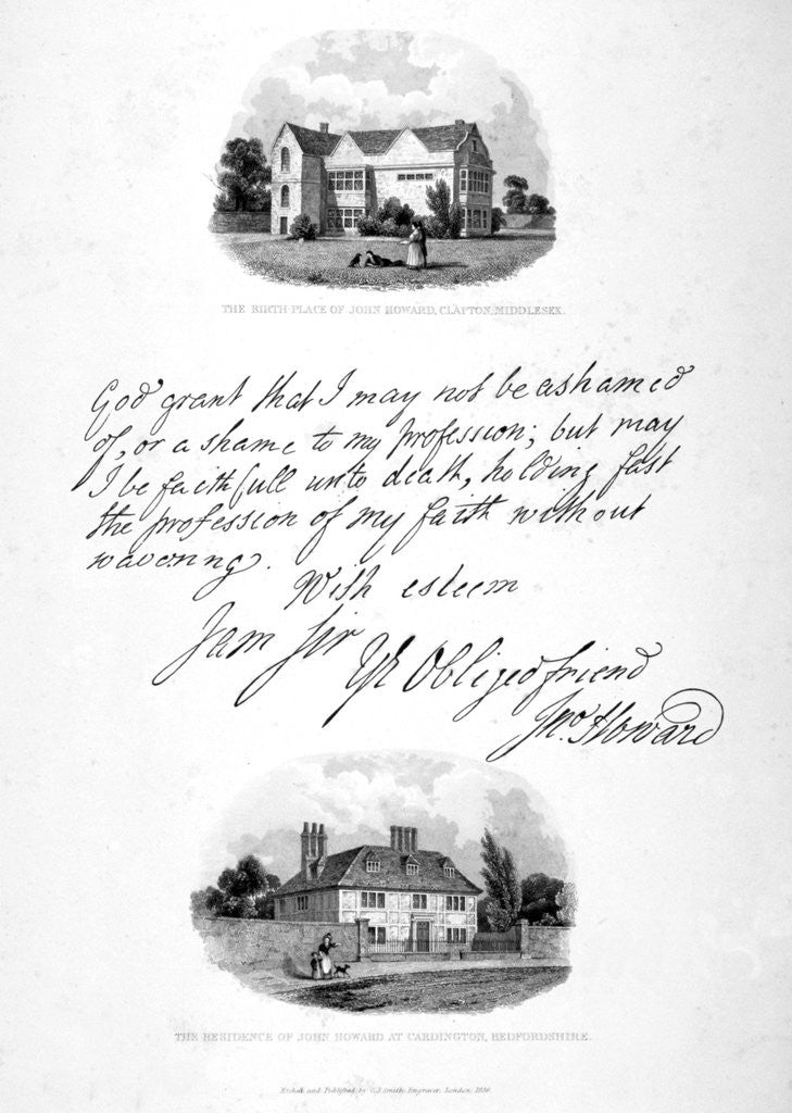 Detail of Two vignettes relating to the 18th century philanthopist and prison reformer John Howard by John Charles Smith