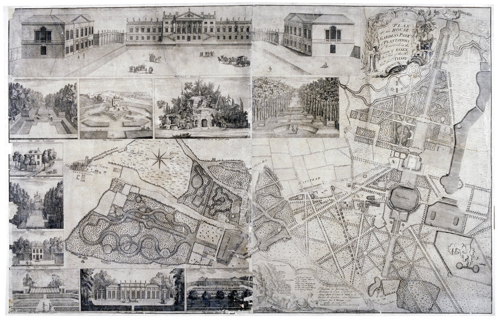 Detail of Plan and views of Wanstead House and Park in the borough of Redbridge, London by Anonymous