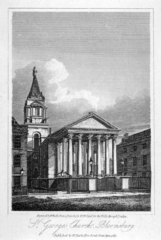 Detail of St George's Church, Bloomsbury, Holborn, London by W Wallis