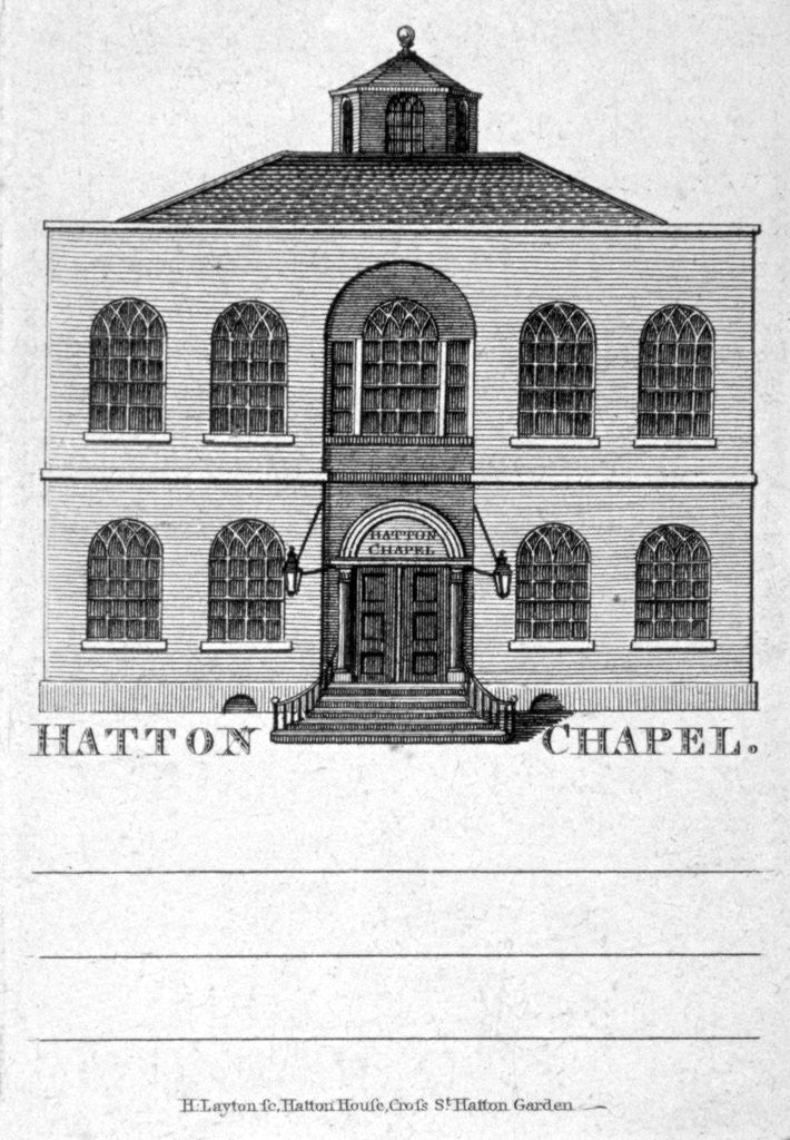 Detail of Front view of Hatton Chapel, Hatton Garden, London by Anonymous