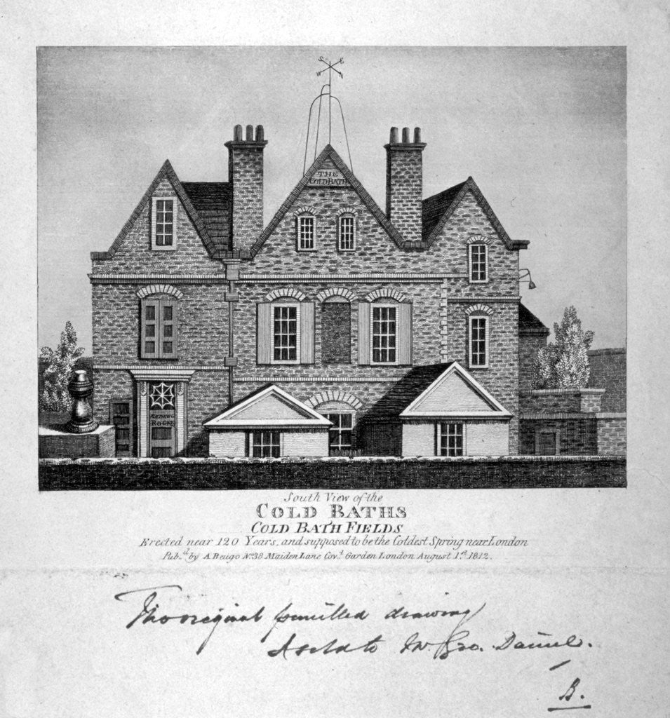 Detail of South view of the Cold Baths, Cold Bath Fields, Finsbury, London by Anonymous