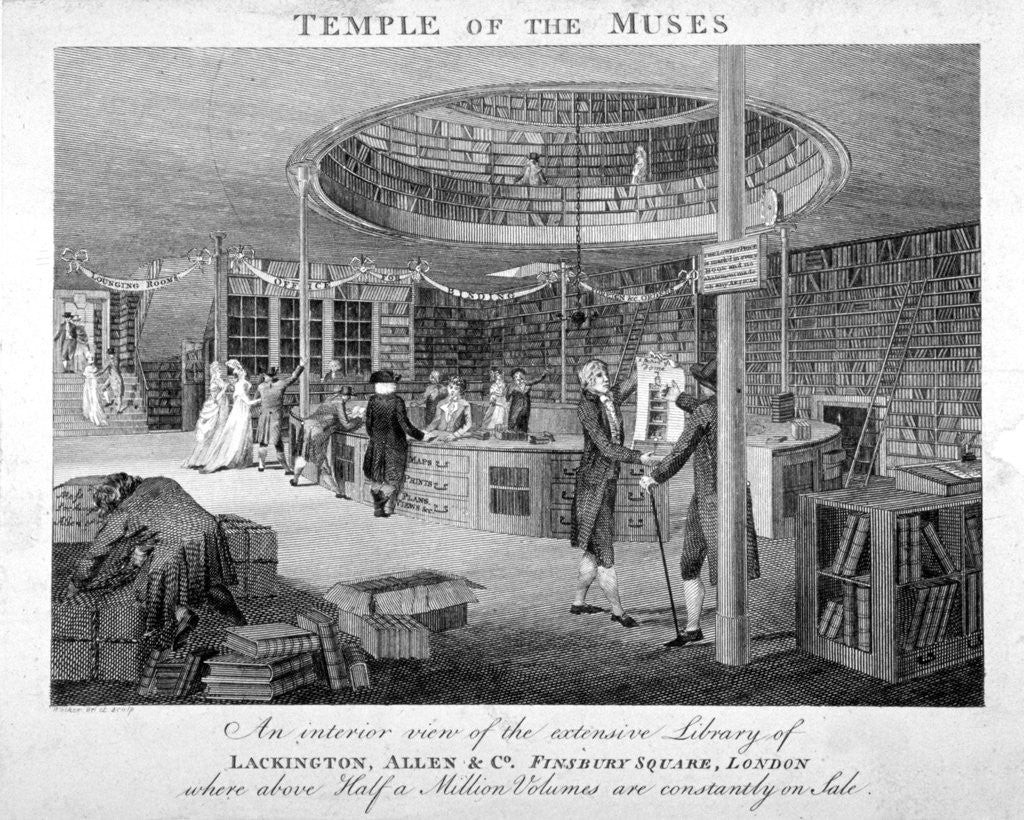 Detail of The Temple of the Muses Bookshop in Finsbury Square, London by Walker