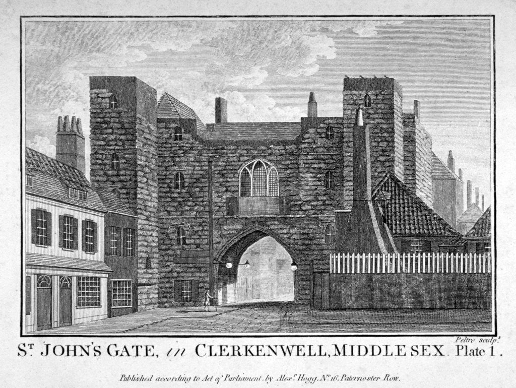 Detail of View of St John's Gate, Clerkenwell, London by John Peltro