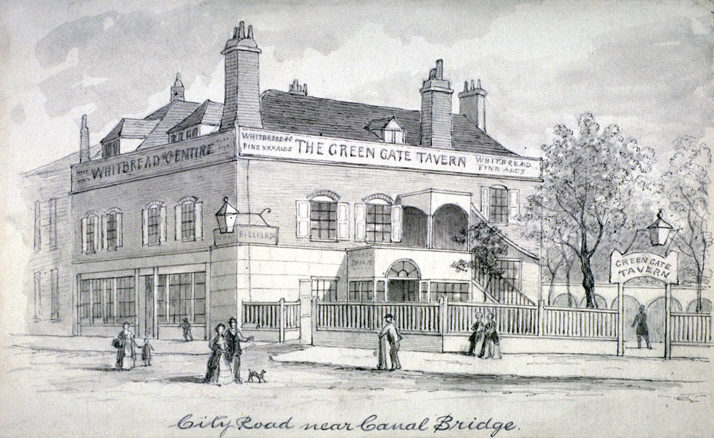 Detail of View of the Green Gate Tavern, City Road, Finsbury by Anonymous