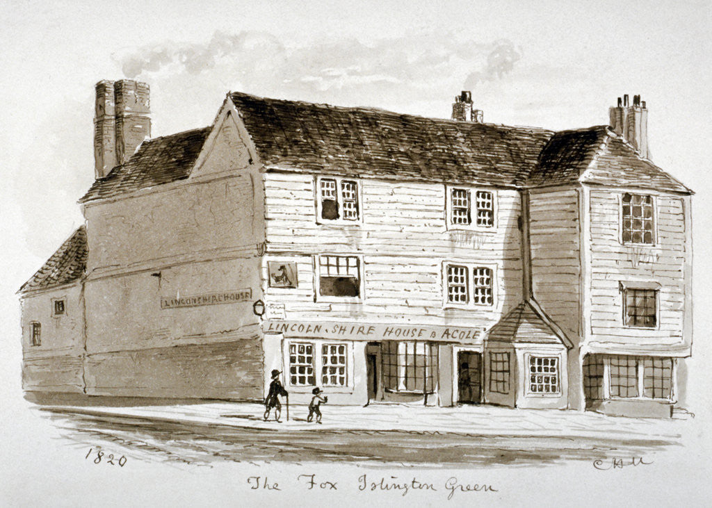 Detail of View of the Old Fox Inn, Islington, London by CH Matthews
