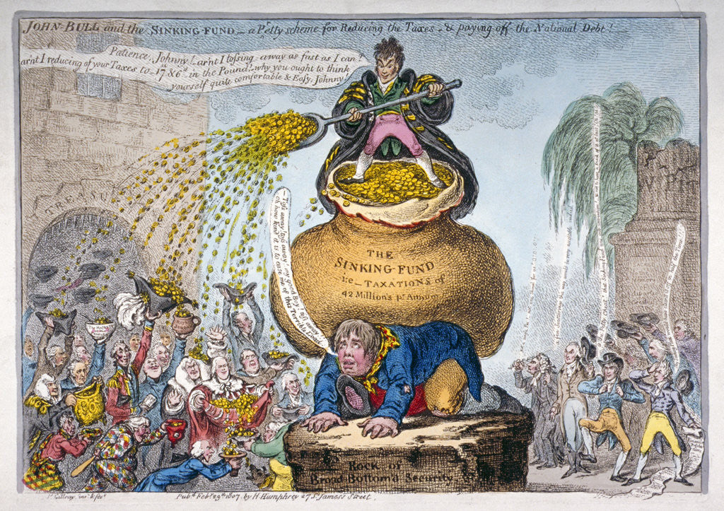 Detail of John Bull and the sinking fund by James Gillray
