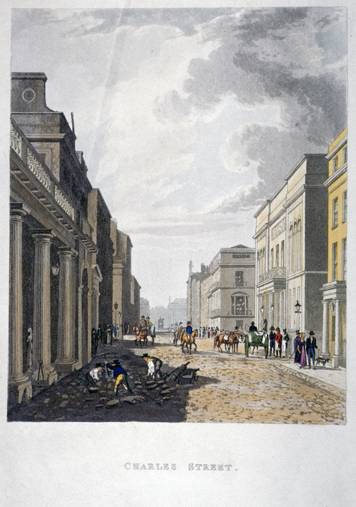 Detail of View of Charles Street with figures working in the foreground, London by Anonymous