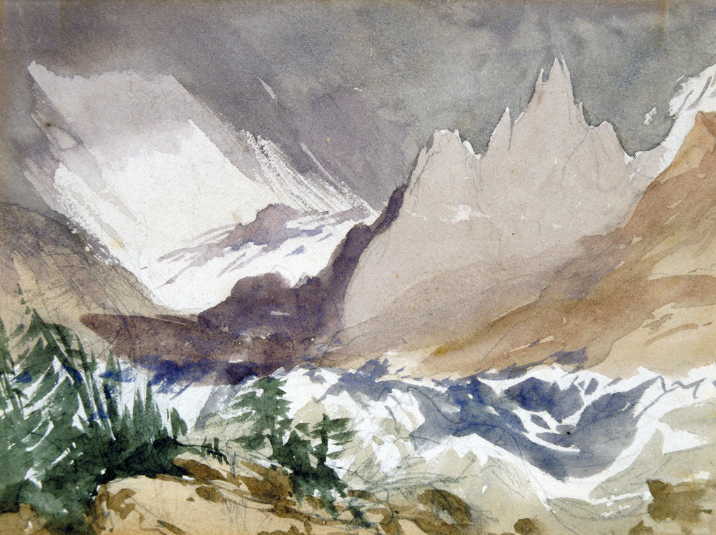 Detail of Swiss Mountain Landscape by John Ruskin