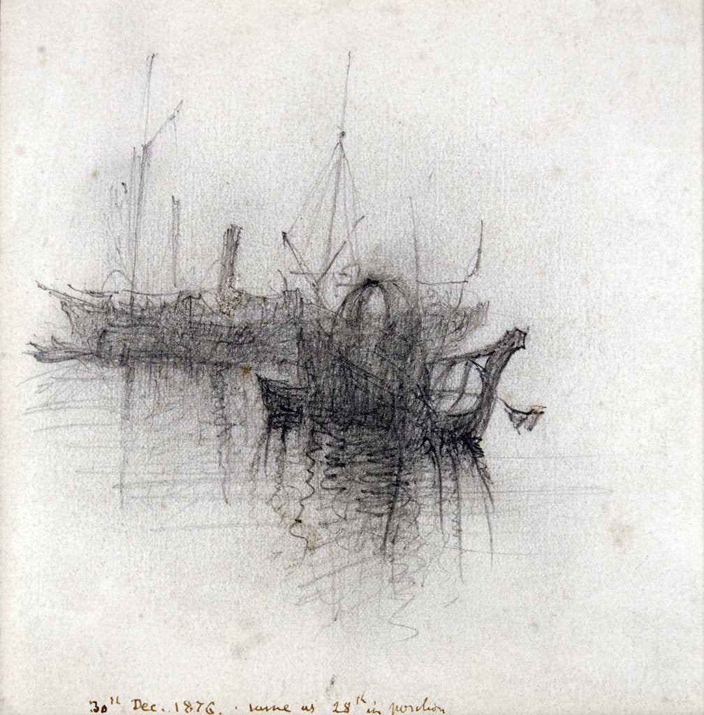 Detail of Study of Shipping by John Ruskin