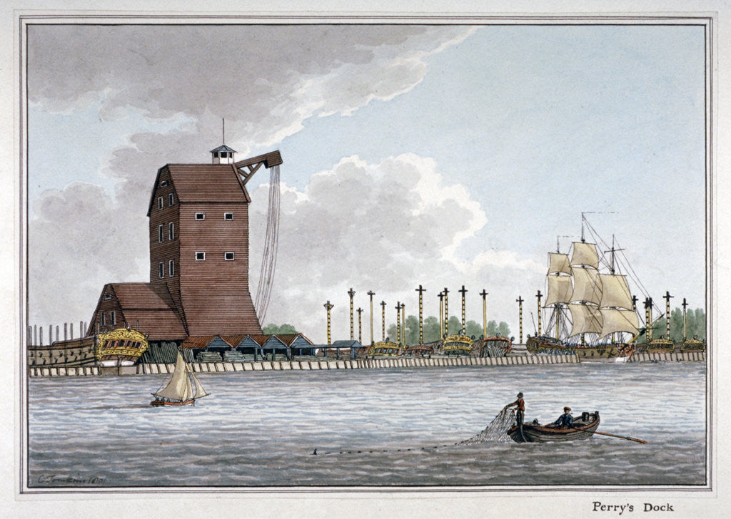 Detail of Brunswick Dock, Blackwall, London by Charles Tomkins