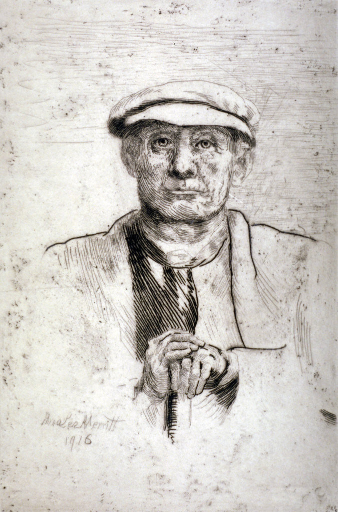 Detail of Old Man in a Flat Cap by Anna Lea Merritt