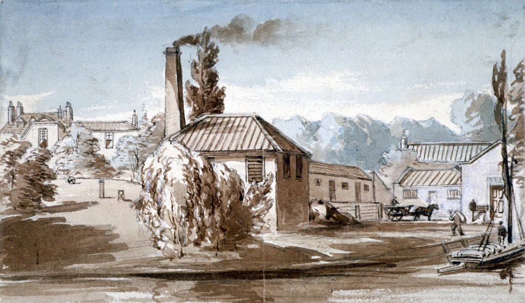 Detail of View of Stephenson and Giles Starch Works at Old Ford, Bow, London by E Noyce