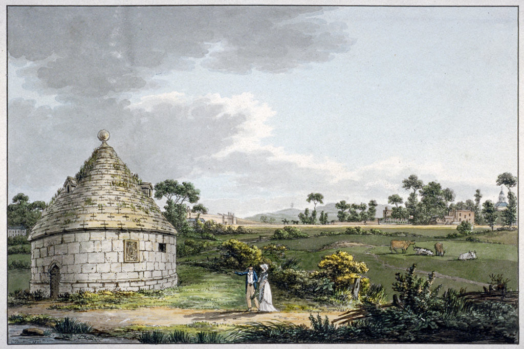 Detail of The Bayswater Conduit, with a distant view of the Paddington Canal, London by Charles Tomkins