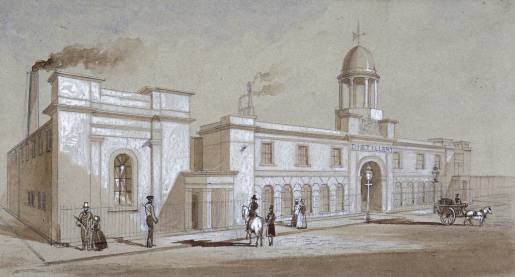 Detail of View of Grimble and Booth's distillery on Albany Street, St Pancras, London, c1830 by E Noyce