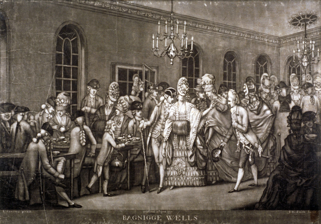 Detail of View of a crowded room in Bagnigge Wells, London by IR Smith