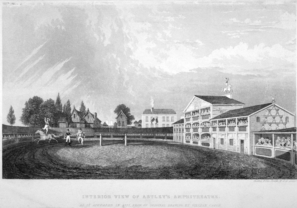 Detail of Astley's Amphitheatre, Westminster Bridge Road, Lambeth, London by Charles John Smith