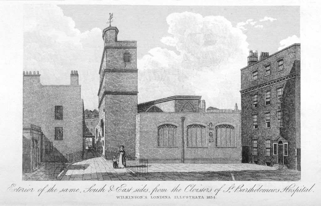 Detail of South and east sides of the Church of St Bartholomew-the-Less, City of London by Anonymous