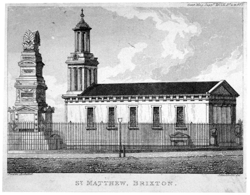Detail of Church of St Matthew, Brixton, Lambeth, London by Anonymous