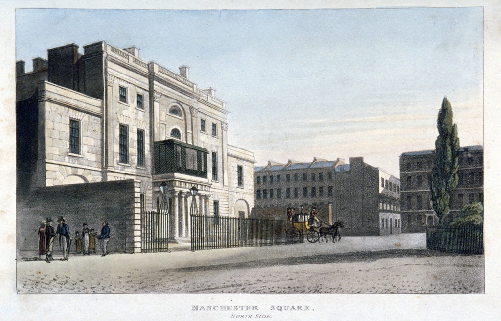 Detail of View of the north side of Manchester Square, Marlebone, London by Anonymous
