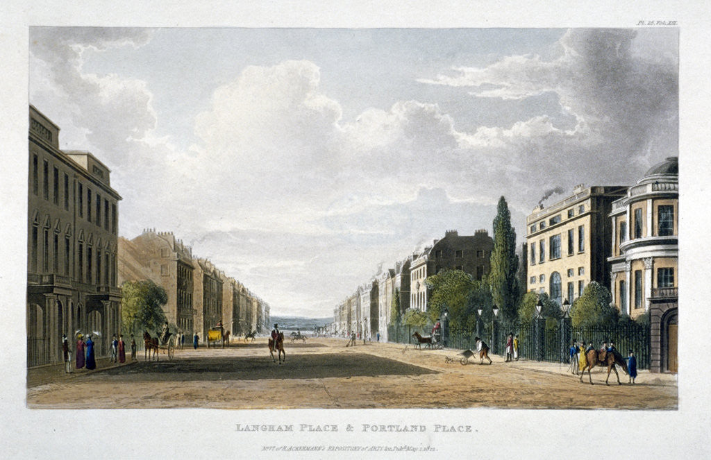 Detail of View of Langham Place and Portland Place, Marylebone, London by Anonymous